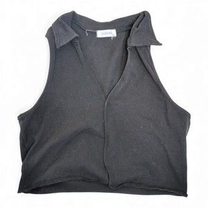 Glassons Black Sleeveless Collared Crop Top Size S